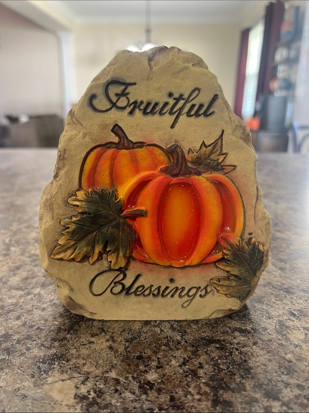 Orange Pumpkin 'Fruitful Blessings' Table Accent stone